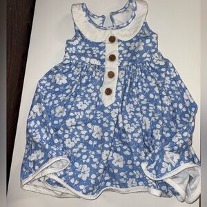🌸💙 Sweethoney Blue & White Floral Collared Dress – 12/18m, Buttons Front 👗